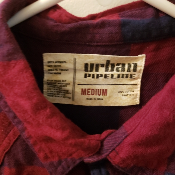 Urban Pipeline Maroon Navy Blue Plaid Button Down - Picture 3 of 10